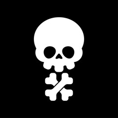 Cute Skull Cartoon. Kawaii Skeleton Head