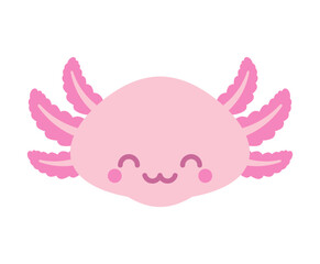 Cute axolotl isolated. Little Amphibian Salamander