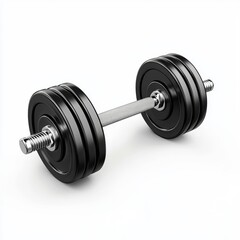 Naklejka premium n adjustable dumbbell with removable plates and a metal bar, isolated on a clean white background