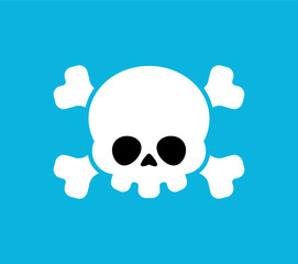 Cute Skull Cartoon. Kawaii Skeleton Head