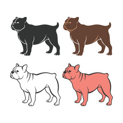Dog silhouette vector illustration art design. Dog head logo icon set.  Bulldog logo icon silhouette vector style,Clipart , Illustration black with white background.