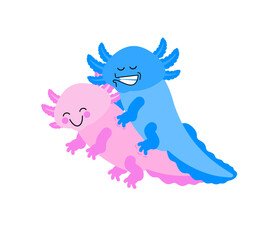 Axolotl sex. Axolotls intercourse. salamander reproduction