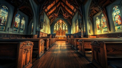 Fototapeta premium Awe-Inspiring Interior of a Historic Wooden Church