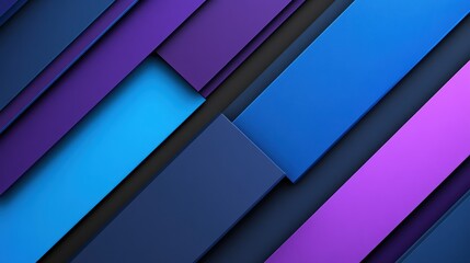 Obraz premium Abstract geometric background with diagonal blue, purple, and dark-colored stripes.
