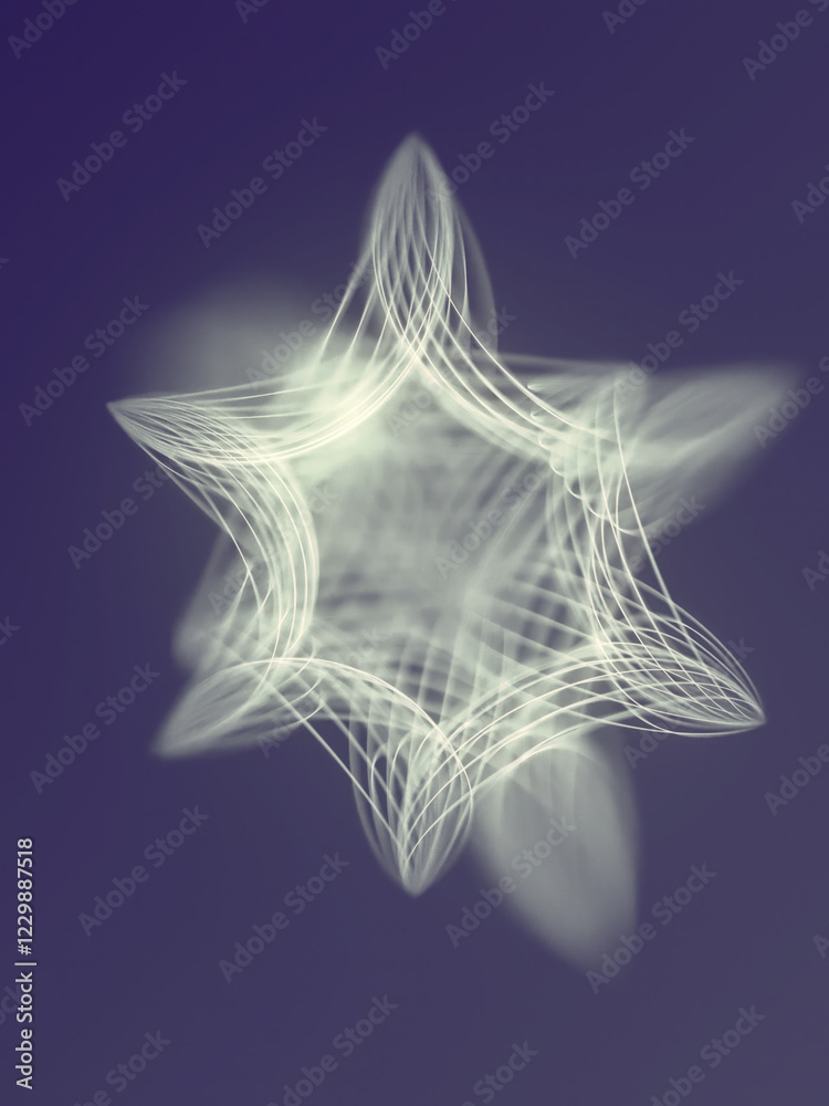 Poster abstract illustration of a geometric figure composed of thin, bright white lines. 3d rendering