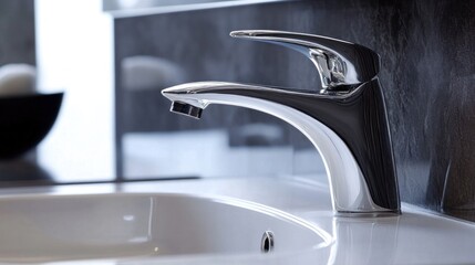 Modern Chrome Faucet in a Minimalist Bathroom