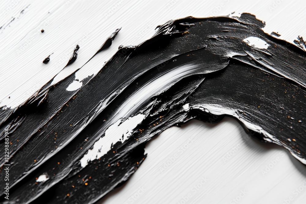 Poster creative black paint strokes on a white canvas highlight artistic expression and texture