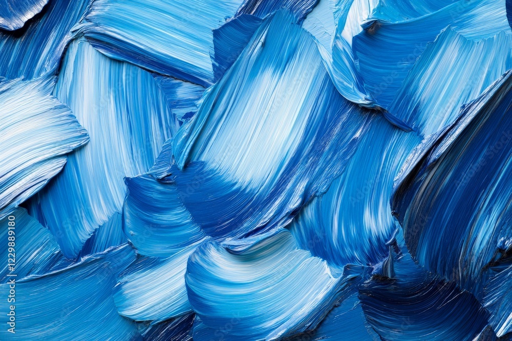 Poster vibrant blue abstract texture created with thick brushstrokes in a layered design showcasing various