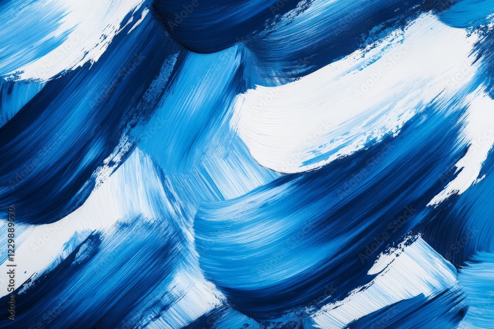 Fototapete swirling blue waves express movement and emotion in abstract art displayed in a modern gallery setti