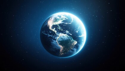 Fototapeta premium Earth against a blue background with glowing elements