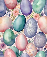Beautiful easter eggs seamless pattern colorful background