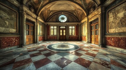 Obraz premium Grand Hallway of an Abandoned Palace: A Glimpse into History