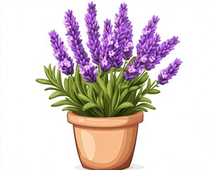 Fototapeta premium Lavender Plant in Terracotta Pot with Vibrant Purple Flowers
