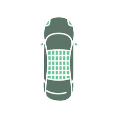 Solar car flat icon.