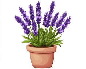Fototapeta premium Lush Lavender Plant in Terracotta Pot with Vibrant Purple Blooms