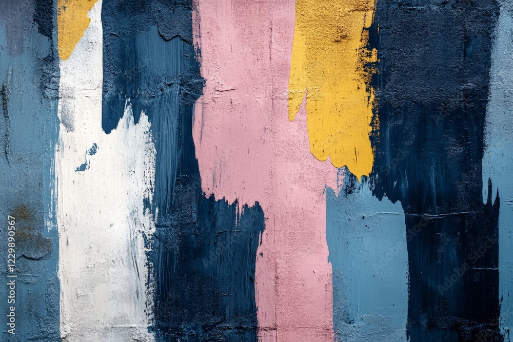 Aufkleber abstract mural with vibrant brush strokes in various colors located in an urban setting