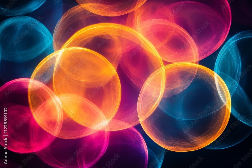 Poster Colorful abstract bubbles create a mesmerizing display of light in a vibrant composition