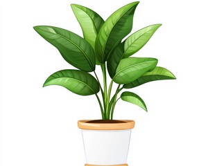 Green Indoor Plant in Simple White Pot with Bright Leaves