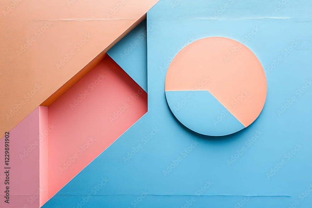 Aufkleber colorful geometric shapes create an abstract design on a wall in a modern interior space during dayl