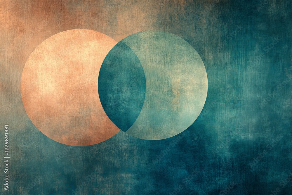 Fototapete Overlapping circles with muted colors create a calming abstract design in a contemporary art style