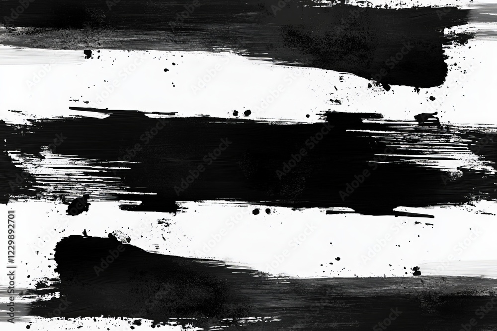 Fototapete Bold black and white brush strokes create an abstract design with dynamic texture and visual interest in a minimalistic style