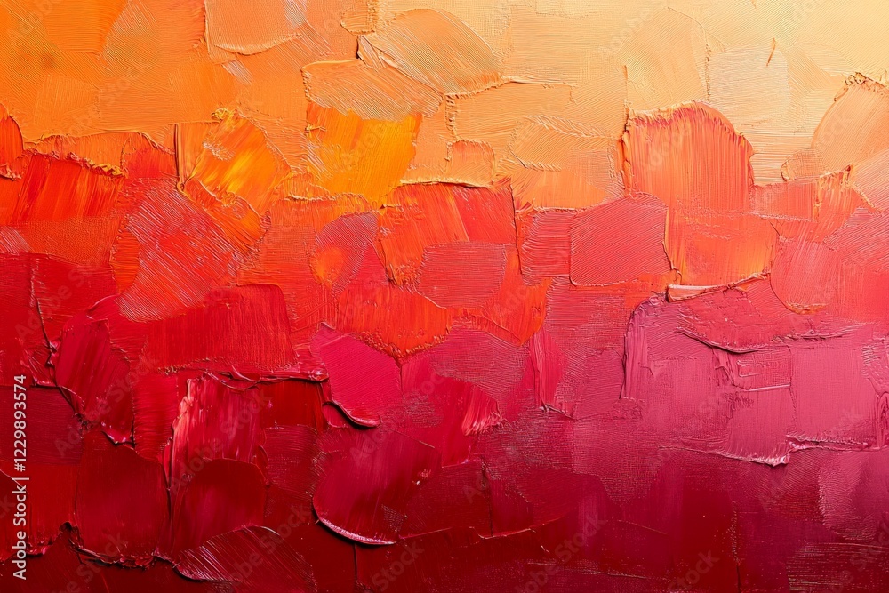 Aufkleber Vibrant abstract artwork showcasing warm hues transitioning from orange to red, creating a dynamic visual experience in a contemporary art setting