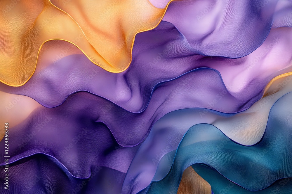 Aufkleber colorful silk fabric draped in wavy patterns creating a fluid and vibrant visual effect