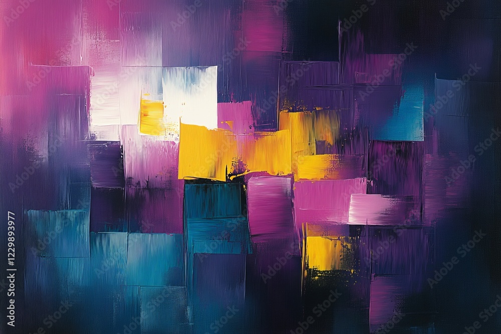 Poster vibrant abstract artwork showcasing bold colors and dynamic brushstrokes in a textured composition