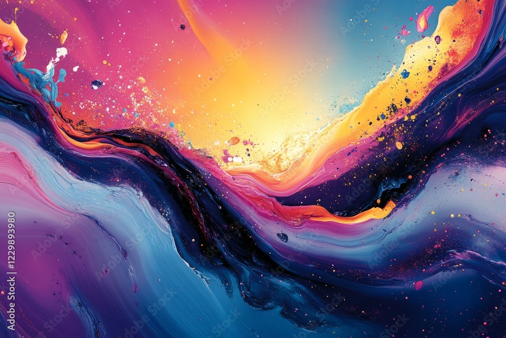 Aufkleber vibrant abstract landscape with flowing colors and dynamic textures at sunrise