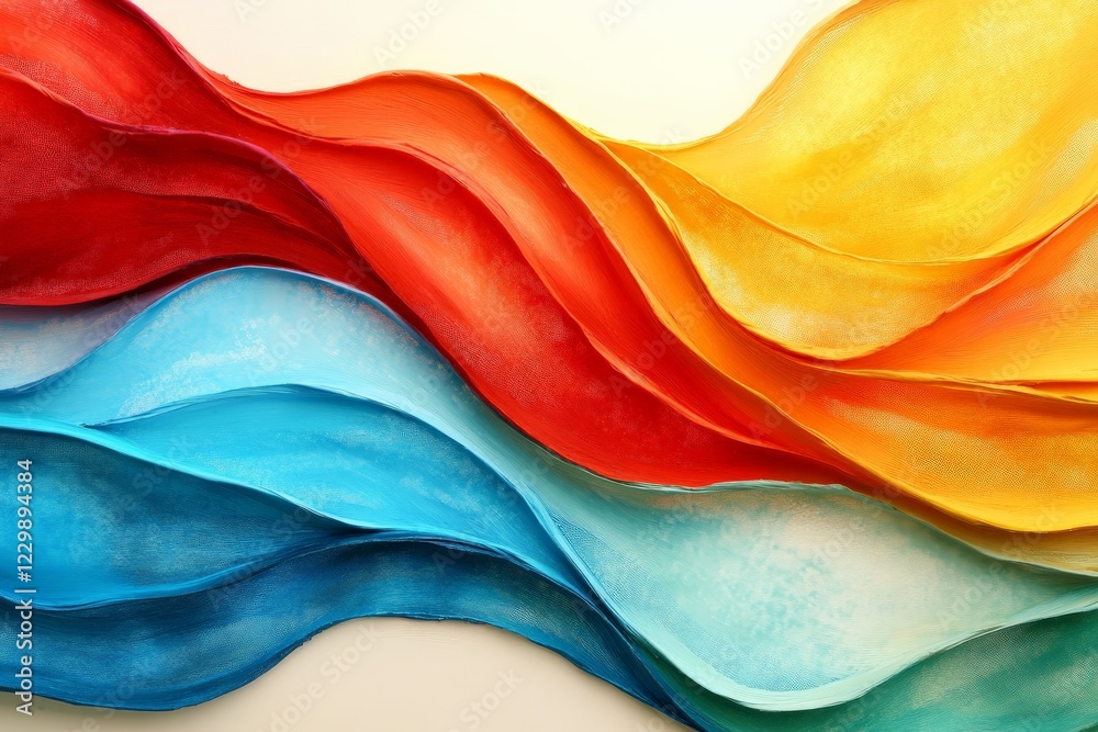 Fototapete colorful abstract waves creating a dynamic flow of energy in vibrant shades against a light backgrou