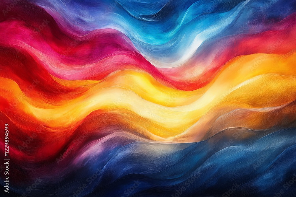 Poster Vibrant waves of color blend seamlessly in an abstract representation of emotion and movement