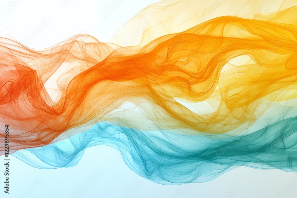 Aufkleber Colorful swirls of translucent fabric create a vibrant and dynamic visual effect in a light-filled space