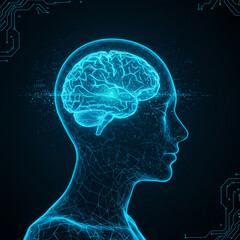 Obraz premium Digital Brain: AI, Neural Network Concept Art