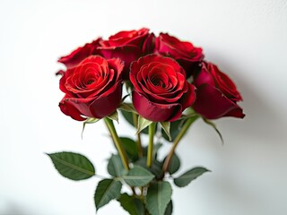 A vibrant display of red roses against a clear blue sky generative ai
