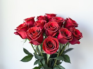 Fototapeta premium A vibrant display of red roses against a clear blue sky generative ai