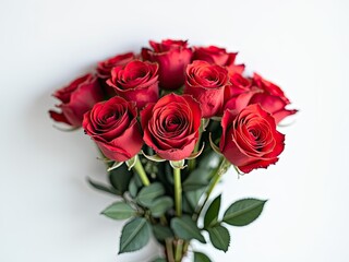 Obraz premium A vibrant display of red roses against a clear blue sky generative ai