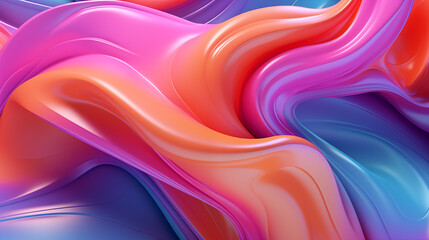 Obraz premium abstract fluid shapes 3d render pink orange blue glossy plastic vibrant gradients high resolution