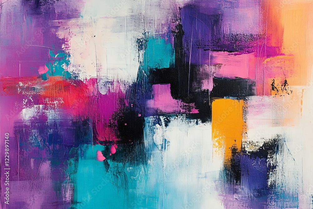 Aufkleber Colorful abstract painting featuring vibrant hues and bold brushstrokes creating a dynamic visual experience