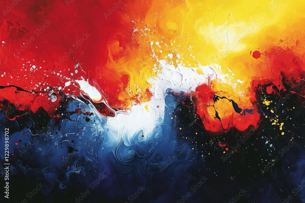 Poster vibrant abstract painting showcasing dynamic colors and energetic textures in a captivating composit