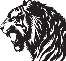 Tiger Silhouette isolated on white background Minimalist tiger vector shape icon