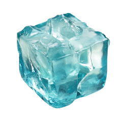 Obraz premium The image shows a single large irregularly shaped light blue ice cube isolated on a black background.