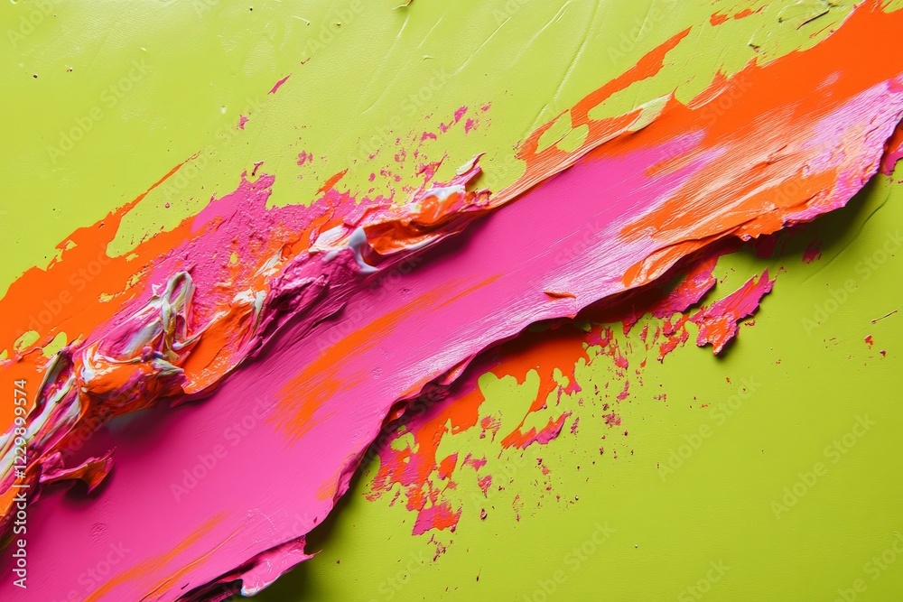Leinwandbilder colorful abstract paint strokes on a vibrant green background creating a dynamic artistic expression