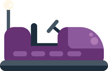 Purple bumper car standing still, ready for children and adults to enjoy a ride at the amusement park