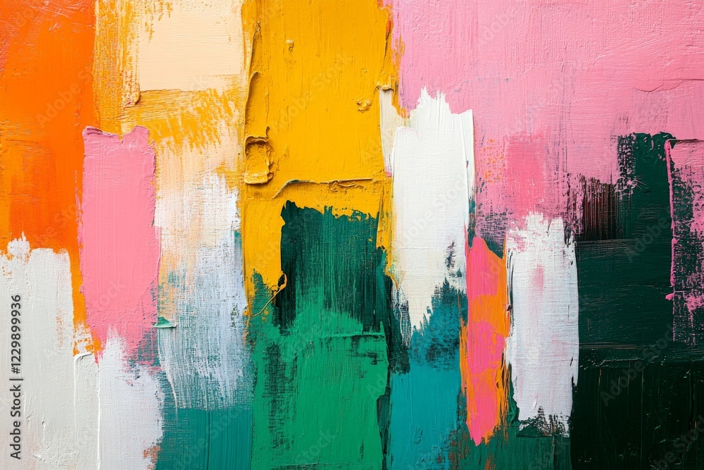 Poster colorful abstract painting showcasing vibrant brush strokes and dynamic textures in a creative compo