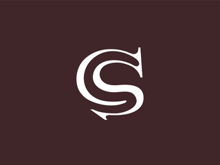 Fototapeta premium CS classic and unique modern serif letter monogram logo. Formed by two letters that are neatly connected with an organic touch. A perfect logo for personal brands, wedding monograms, fashion, etc.