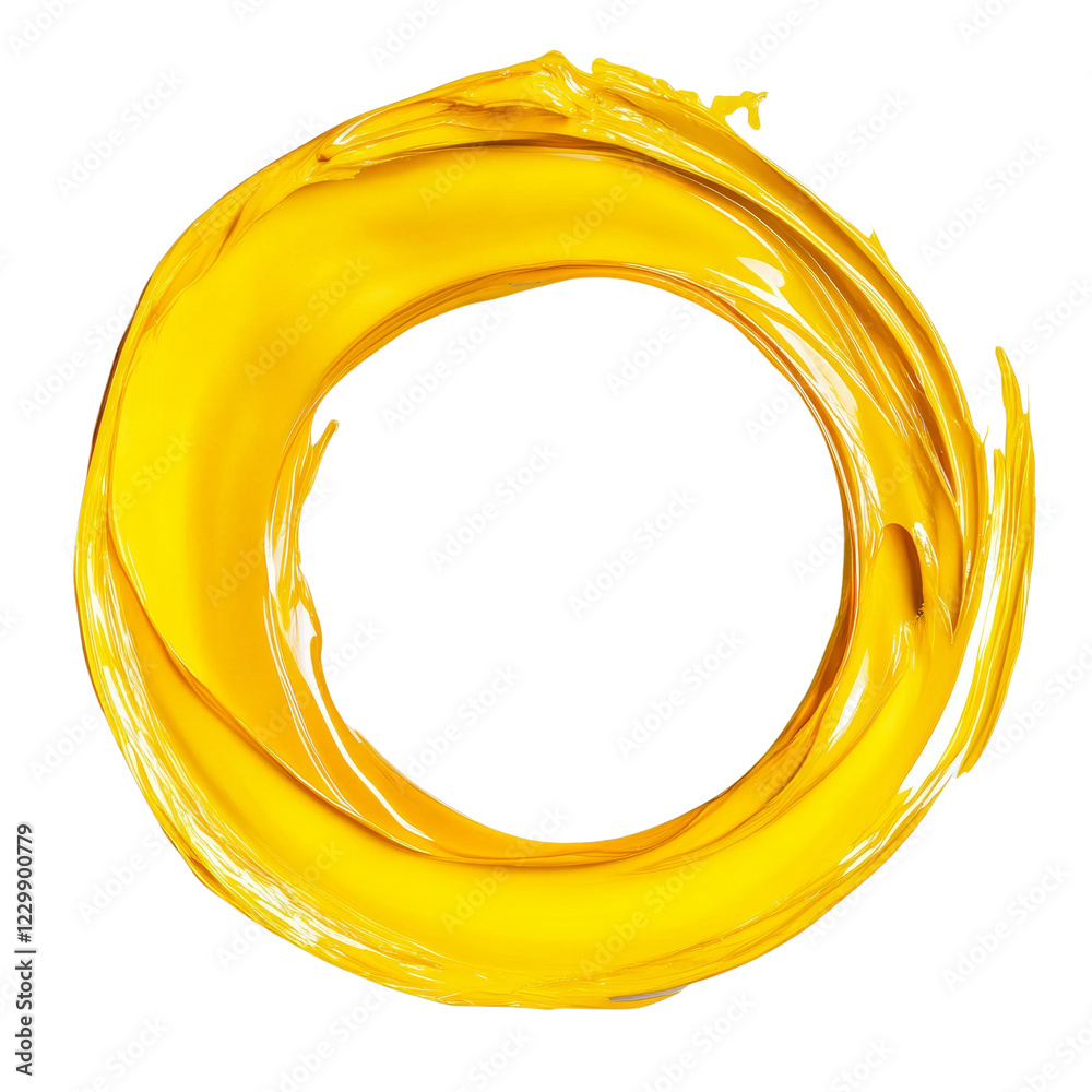 Aufkleber A vibrant yellow paint splash forms a circular frame against a black background, creating a dynamic and visually striking abstract design.