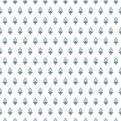 Traditional Indian floral block print seamless pattern. Simple Flower motif  repeat design for fabrics, apparel, furnishings, wallpaper.  © sudevi