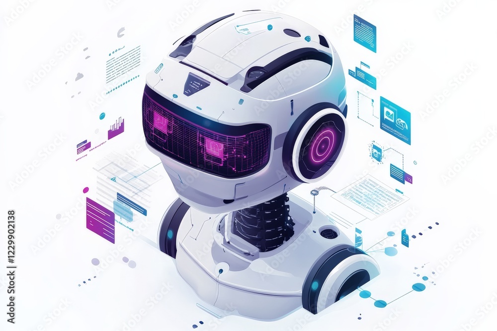 Fototapete futuristic robot design showcasing advanced technology and digital interfaces in a creative concept