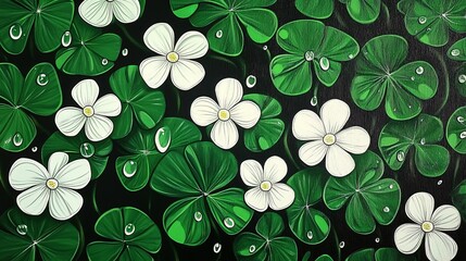 Water droplets add a touch of freshness to the lush green leaves. 