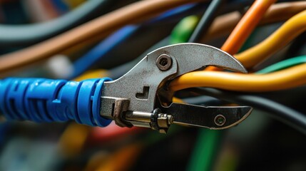 Close-up of a Wire Stripping Tool with Wires